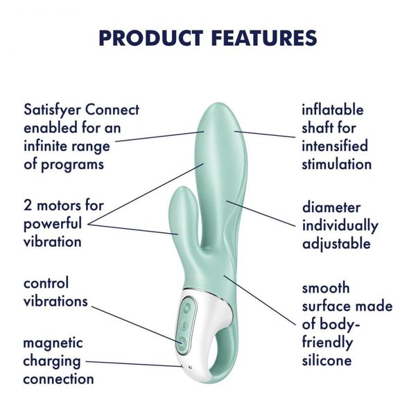 Вибратор-кролик Satisfyer Air Pump Bunny 5+, 21,5х3.6 см (мятный) 16959 фото