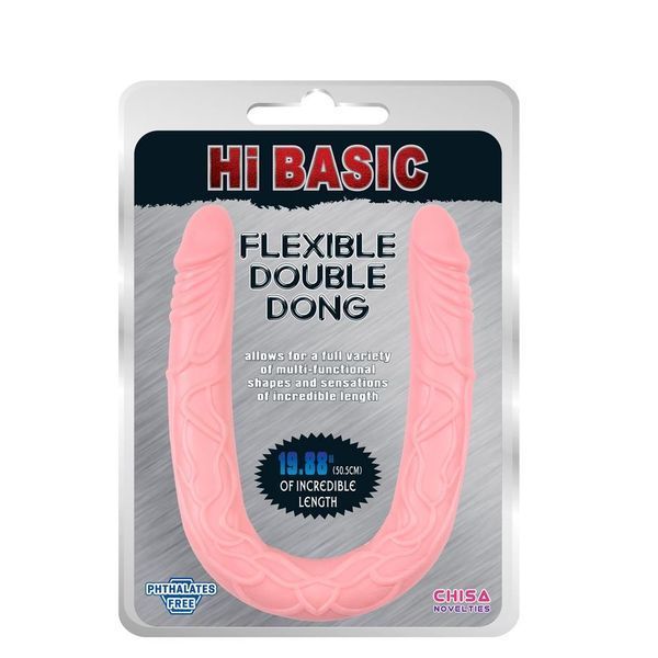 Двухсторонний фаллоимитатор Hi Basic Flexible Double Dong, 50.5 см (розовый) 91148 фото